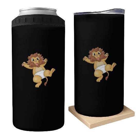Cute Lion Baby in Diapers Design (ideal gift) Can Coolers