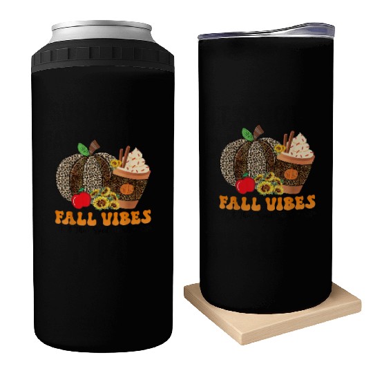Groovy Fall Vibes Teacher Life Pumpkin Can Coolers
