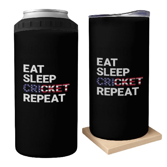 Eat Sleep Cricket Repeat USA Flag Sports Gift Can Coolers