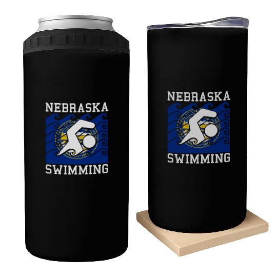 Nebraska Flag Swimming Team Swim Swimmer US State Can Coolers
