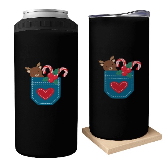Christmas moose peppermint pocket Can Coolers