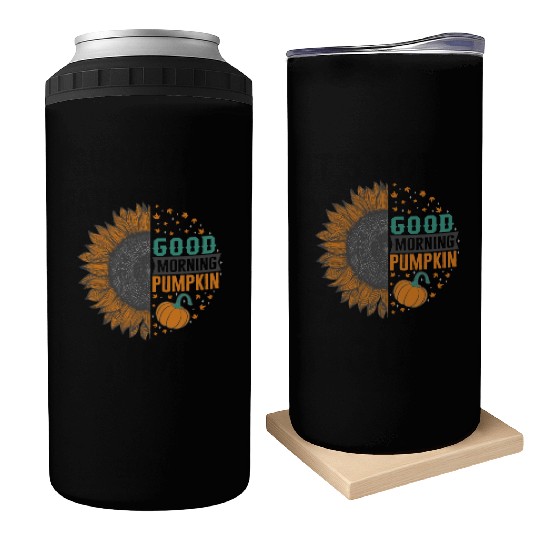 Halloween Theme Good Morning Pumpkin Sunflower Can Coolers