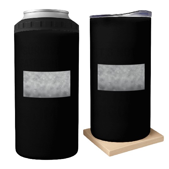 Grey Bokeh Christmas Snowflakes Can Coolers