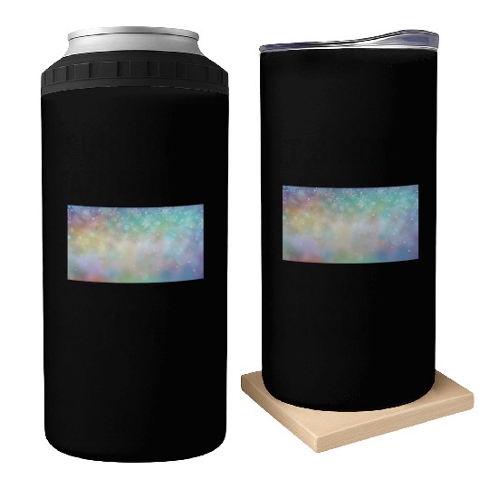 Colorful Bokeh Christmas Snowflakes Can Coolers