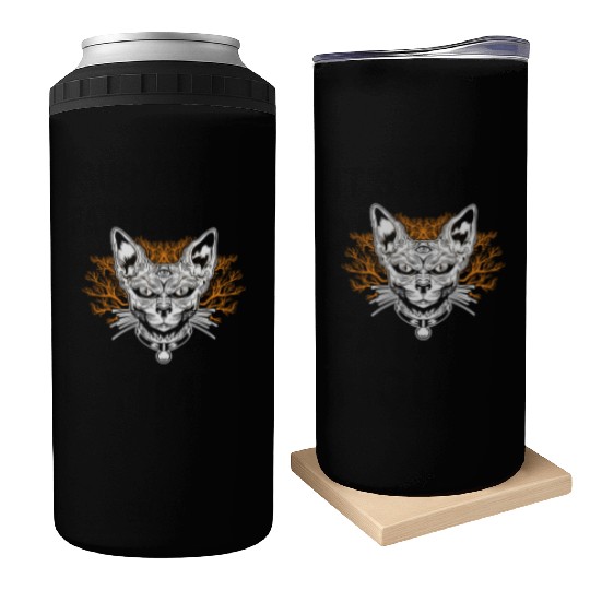 Goth Cat Concert Festivals Black Heavy Death Metal Can Coolers
