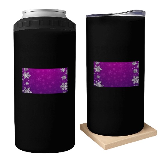 Winter Snowflakes Purple Pattern Can Coolers