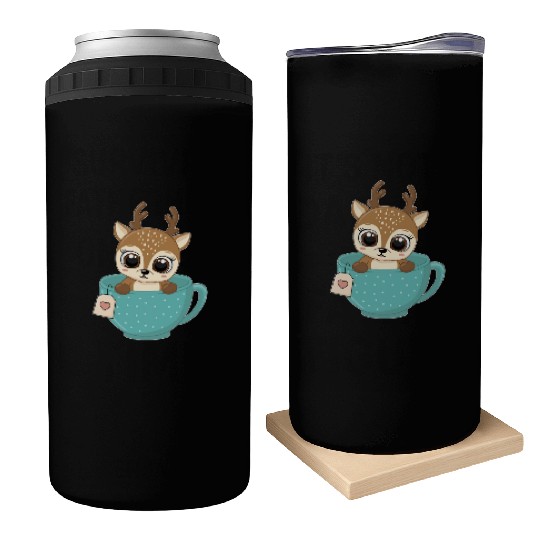 Girls Baby reindeer in cup Christmas kid gifts Can Coolers