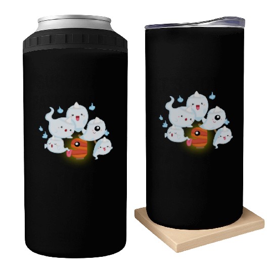 Cute Japanese Ghost, Halloween Can Coolers