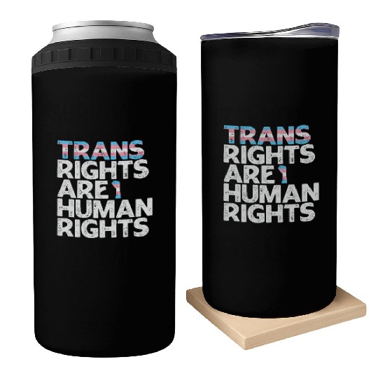 LBGT Flag Gay Pride Trans rights are human rights Can Coolers