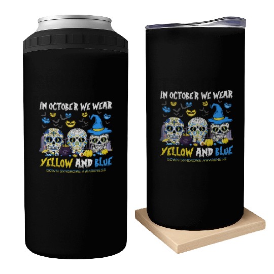 Sugar Skull | In October We Wear Yellow And Blue Can Coolers