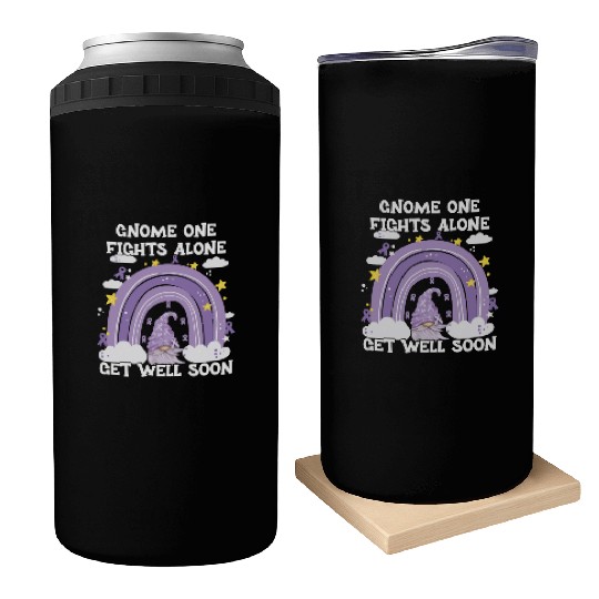 Gnome One Fights Alone Lavender Cancer Can Coolers