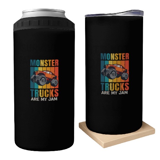 Monster Trucks Are My Jam Vintage Retro Can Coolers