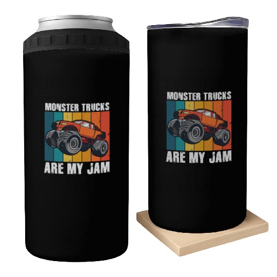 Monster Trucks Are My Jam Vintage Retro Can Coolers
