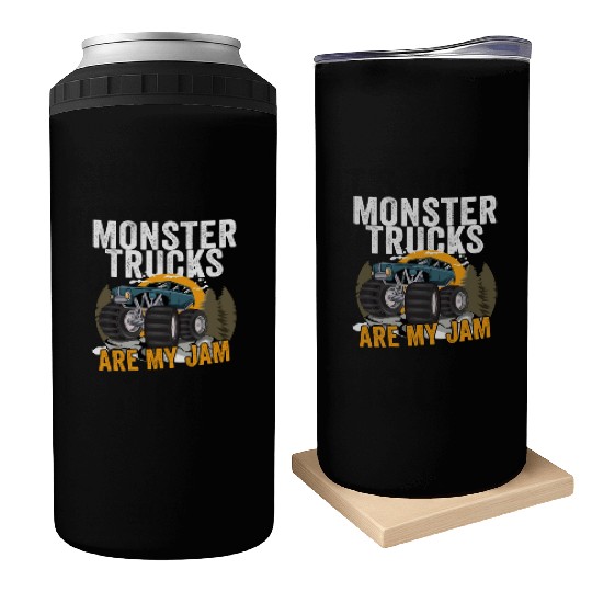 Monster Trucks Are My Jam Vintage Retro Can Coolers