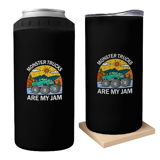 Monster Trucks Are My Jam Vintage Retro Can Coolers