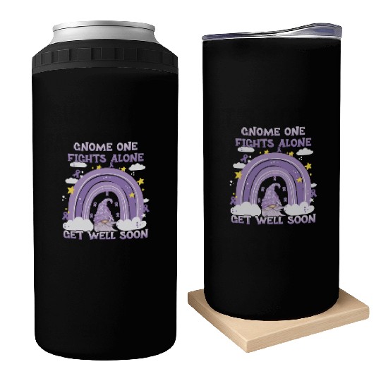 Gnome One Fights Alone Lavender Cancer Can Coolers