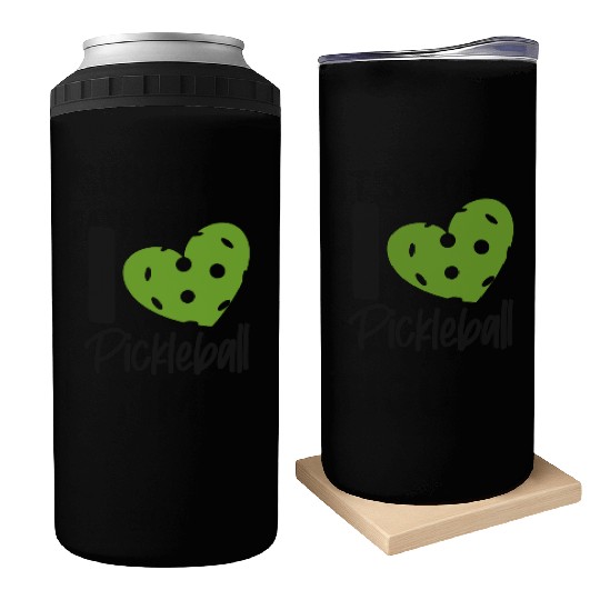 Pickleball Heart I Love Pickleball Can Coolers