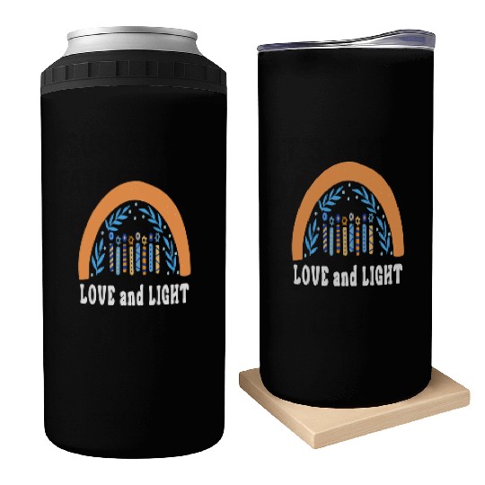 Love And Light Rainbow Hanukkah Jewish Chanukah Can Coolers
