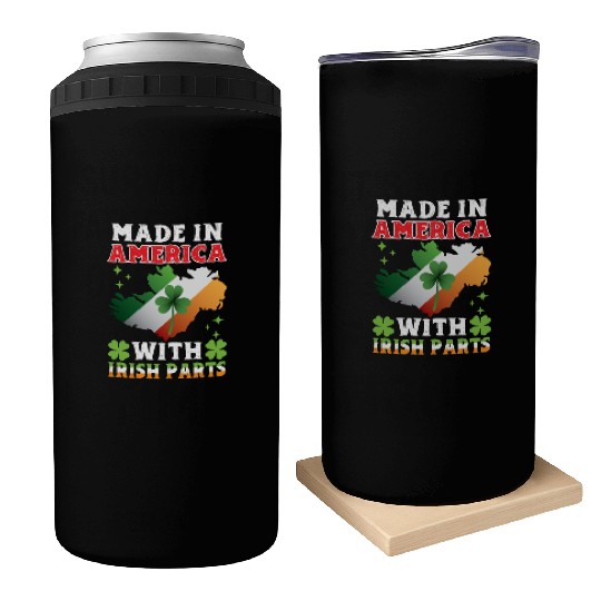 Made In America With Irish Parts Ireland Gaelic Can Coolers