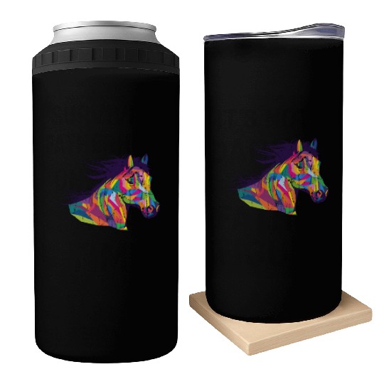 Colorful pop art horse portrait - pony Can Coolers