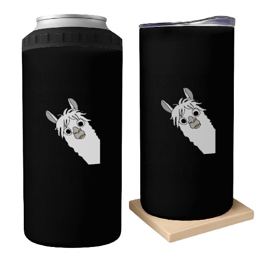 Laughing alpaca comic lama in white with big eyes Can Coolers