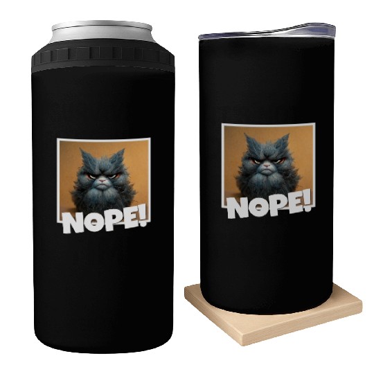 3d cat grumpy Coffee I hate people good morning Can Coolers