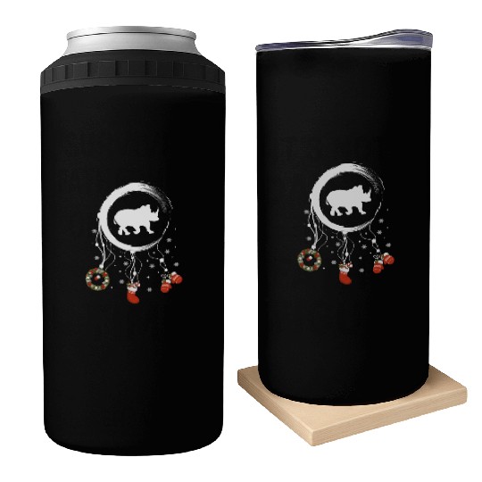 Winter dreamcatcher Christmas Rhino Can Coolers