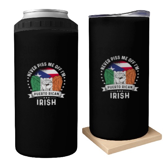 Puerto Rico Flag Ireland Grown Funny Humor Can Coolers
