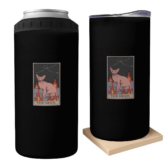 Hairless Cat Devil Tarot Card Design Can Coolers