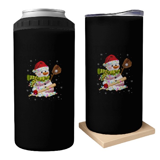 Christmas Baseball Bat Snowman Santa Snowflake Can Coolers
