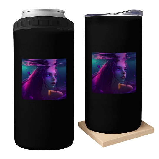 purple mermaid underwater Can Coolers