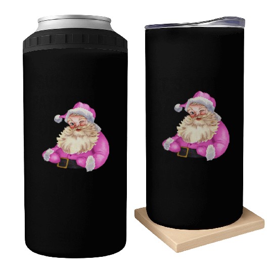 Retro Pink Santa Claus-Retro Pink Santa Claus Wate Can Coolers
