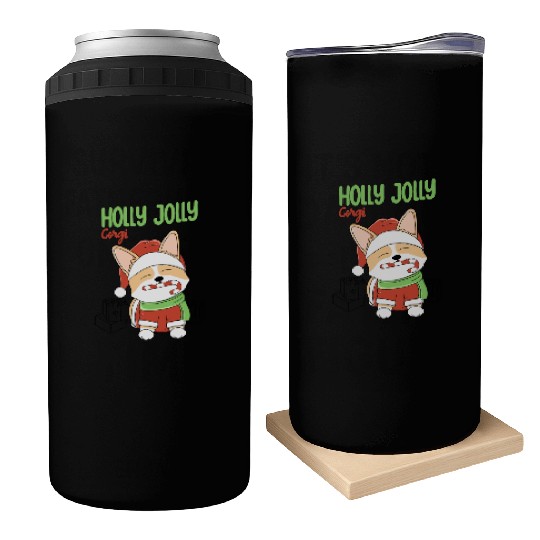 Holly Jolly Corgi Can Coolers