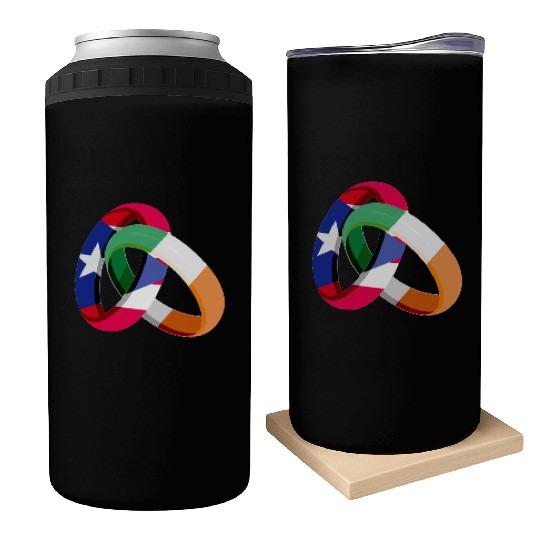 Puerto Rico Flag Ireland Ring Marriage Wedding Can Coolers