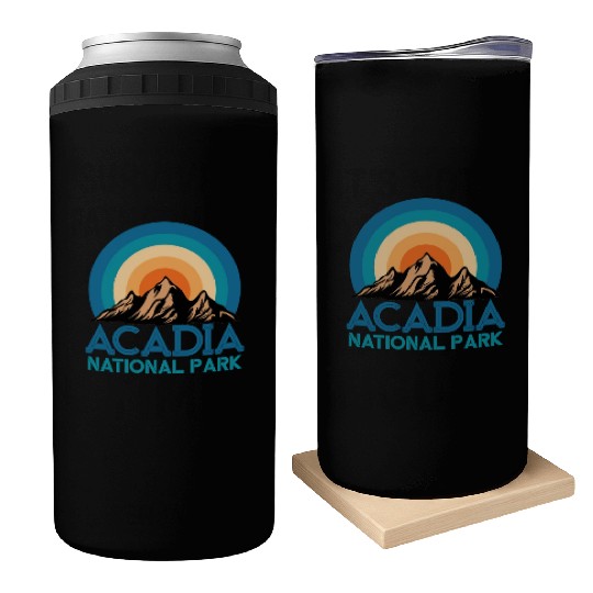 Cool Vintage Retro Acadia National Park Mountain Can Coolers