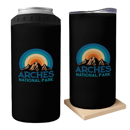 Cool Vintage Retro Arches National Park Mountain Can Coolers