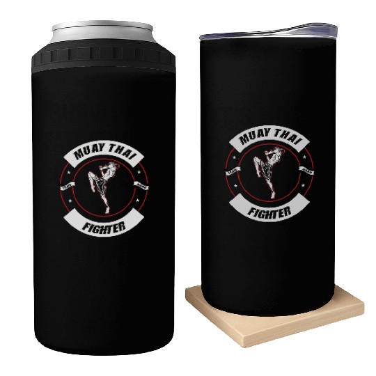 Muay Thai Fighter Train Hard Fitness MMA Design Can Coolers