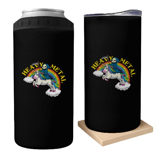 Skeleton Unicorn Rainbow Metal Music Heavy Rock Can Coolers