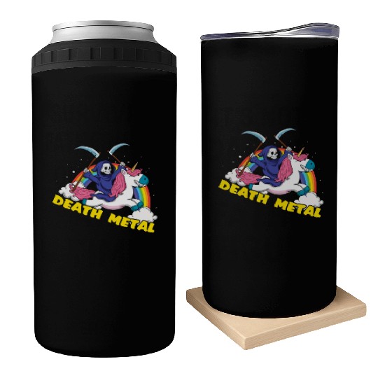 Skeleton Unicorn Rainbow Metal Music Lover Can Coolers