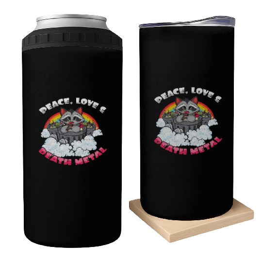 Racoon Love Peace Metal Music Heavy Rock Can Coolers