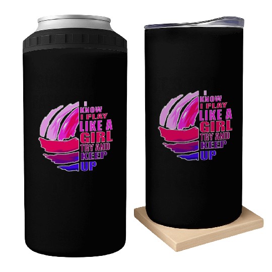 Volleyball Play Like A Girl K Purple Great Can Coolers