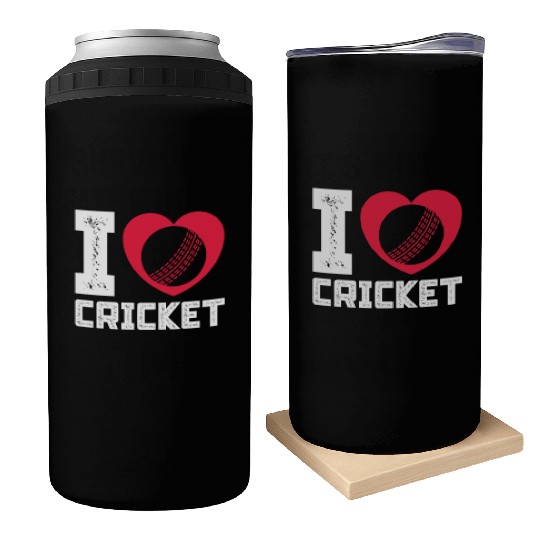 I Love Heart Cricket Can Coolers