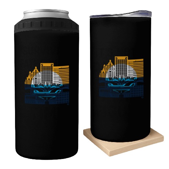 Milwaukee Skyline Squared Milwaukee Peoples Flag D Can Coolers