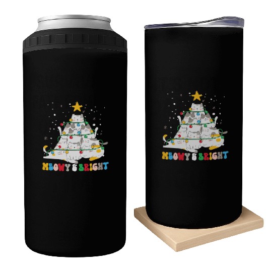 Meowy Catmas Cat Funny Christmas Tree Xmas Girls B Can Coolers