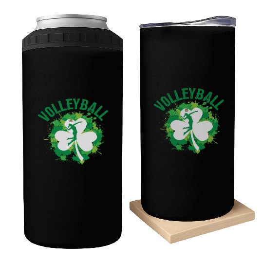 Volleyball Shamrock Irish Sports St Pattys Day Can Coolers