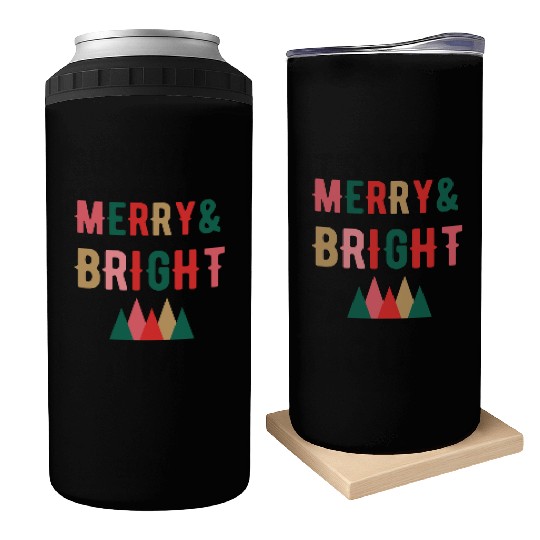 Merry and Bright Christmas tree Can Coolers