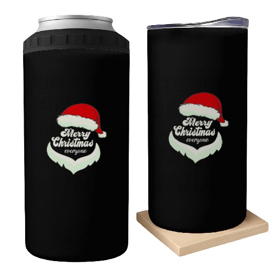 Santa Claus Merry Christmas Beard and hat Can Coolers