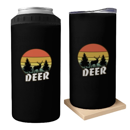 Deer funny sunset sunrise summer Gifts Can Coolers
