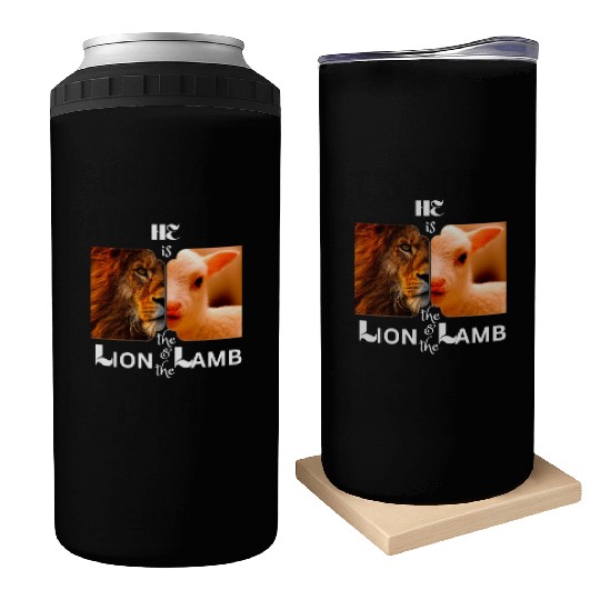 He is the Lion and the Lamb Can Coolers