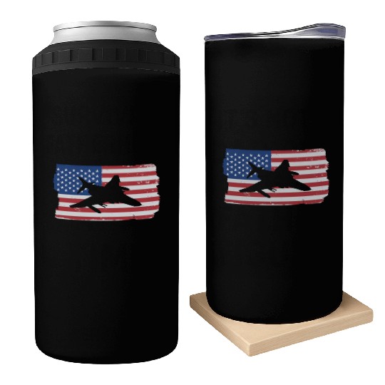 F-4 Phantom Fighter Jet American Flag F4 Phantom Can Coolers